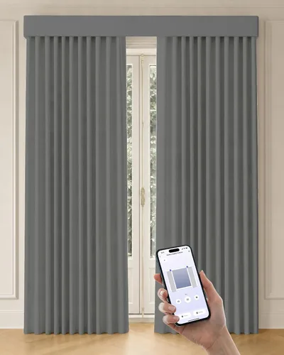 Vista 18 de Graywind Cortinas motorizadas con riel, cortinas inteligentes para oscurecer la habitación, cortinas cableadas compatibles con control remoto Alexa