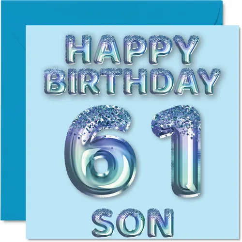 Vista 95 de Stuff4 Tarjeta de primer cumpleaños para niños, globo de fiesta con purpurina azul, tarjetas de feliz cumpleaños para niño de 1 año, nieto, hijo, 57