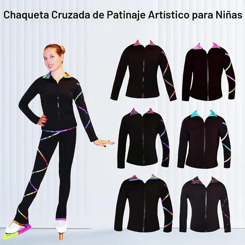 Vista 4 de Ice Fire Chaqueta cruzada de patinaje artístico para niñas - Rainbow