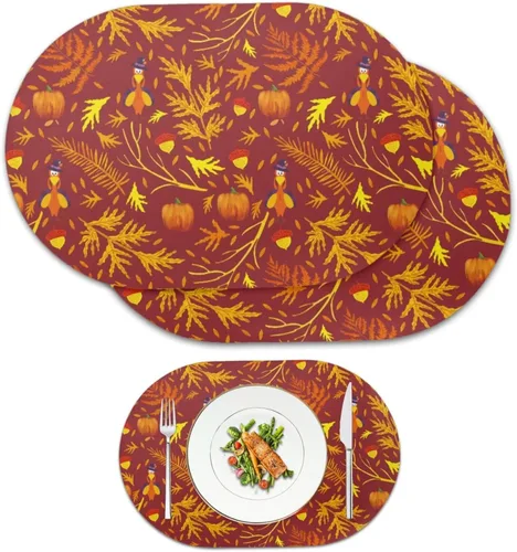 Vista 19 de Corn Green Placemats Set of 2 12 x 18 Inch Leather Table Mats Seasonal Table Placemats Protector PU Desk Mat Heat Resistant Washable Easy Clean for