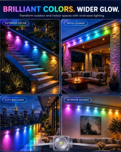 Vista 7 de Luces permanentes al aire libre para la casa 100ft RGB+IC