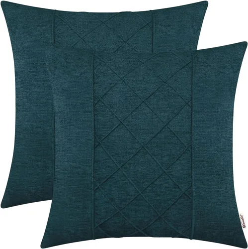 Vista 64 de BRAWARM Fundas de almohada 40x40 cm - Paquete de 2 fundas de almohada de chenilla negra, fundas de almohada de chenilla suave teñida sólida