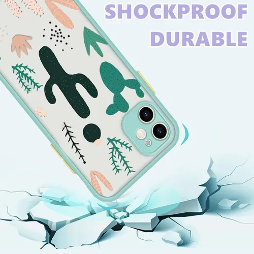 Vista 6 de Funda compatible con iPhone 11 con patrón de cactus transparente, bonita funda verde para iPhone 11 para niñas y mujeres, diseño 3D, parte trasera