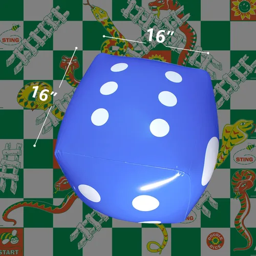 Vista 7 de Novelty Place Dados inflables jumbo de 16 pulgadas (paquete de 2) – Dados gigantes rojos y azules para juegos de mesa en interiores y exteriores
