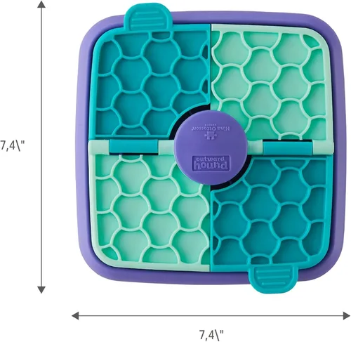 Vista 9 de Outward Hound Nina Ottosson Lick N' Flip 3-in-1 Dog Toy Treat Puzzle, 7.4" Lick N' Flip Treat (morado)