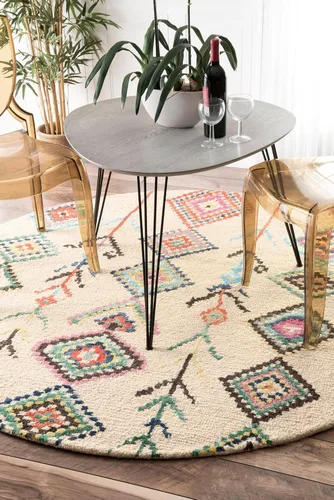 Vista 19 de NuLOOM Belini Alfombra de lana con acento a mano, 2 pies x 3 pies, color marfil Nuloom Belini Trellis - Alfombra de lana para sala de estar