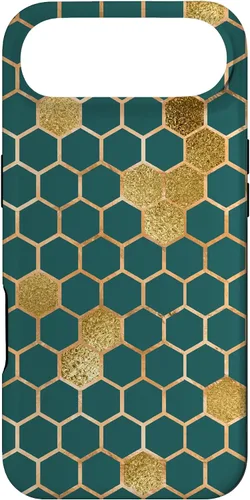 Vista 27 de Bees Honeycomb Pattern Print Honey Hexagon Bees Hive - Green Case for iPhone 17