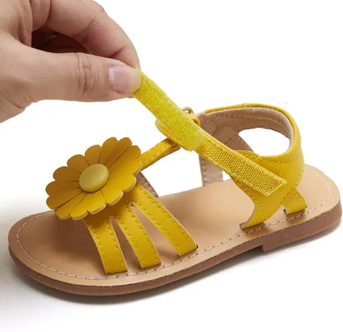 Vista 7 de GINFIVE Sandalias para niñas pequeñas, sandalias para niñas y niños pequeños