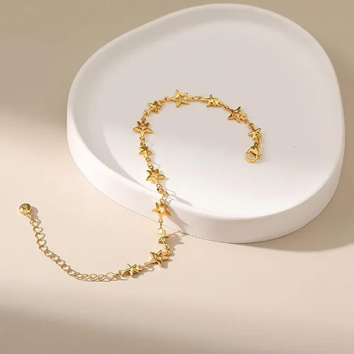 Vista 45 de Delicadas pulseras de oro para mujer, chapado en oro 18, ajustable, mal de ojo, mariposa, cuentas, perla, corazón, turquesa, hecha a mano para mujer