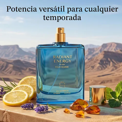 Vista 8 de RADIANT ENERGY for Men Inspired by Vers. Eros, Fresh Woody Cologne, 3.4 oz