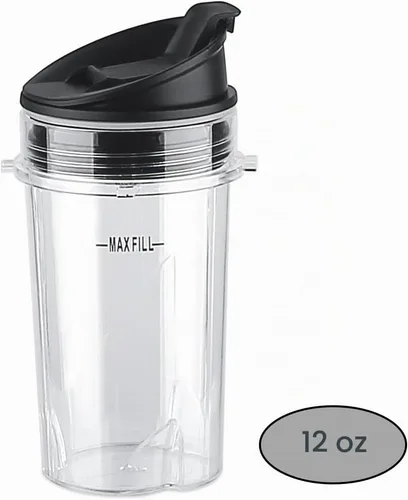 Vista 2 de Anbige Piezas de repuesto, 2 tazas de 12 onzas con tapas, compatibles con licuadoras Ninja BL770 BL660 BL810 QB3000 All Pro 4 Tabs