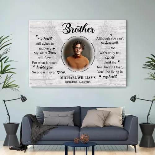 Vista 4 de Regalo personalizado de lienzo con foto de miembro de la familia, condolencia conmemorativa de duelo Navidad Día del Padre, arte de pared único