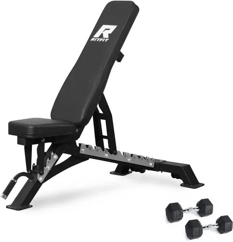 Vista 9 de RITFIT Banco de pesas ajustable con múltiples posiciones de espalda para entrenamientos de cuerpo completo, inclinación, declive y ajustes planos
