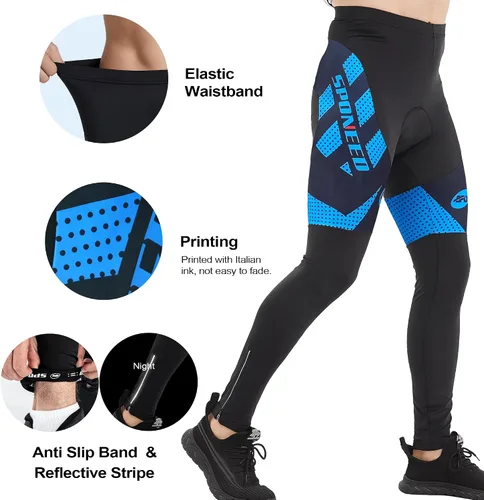 Vista 3 de sponeed - Mallas de ciclismo para hombre, acolchadas, 4D, para ciclismo de carretera