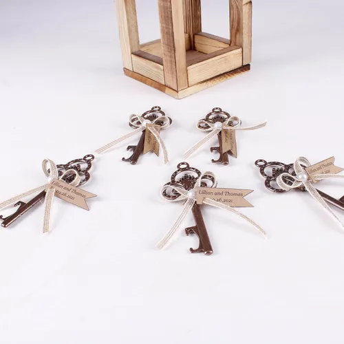 Vista 6 de HTF Pack of 10 Personalized Bronze Key Bottle Opener Wedding Favors Bottle Opener, Wedding Party Favor, Bridal Shower Favor, Bridesmaid Gifts