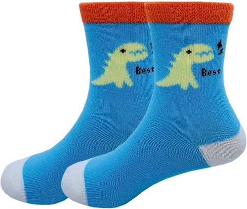 Vista 4 de Calcetines de algodón para niños pequeños diseño de dinosaurio 5 pares