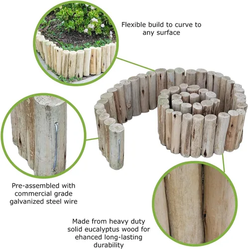 Vista 3 de Forever Bamboo Tronco sólido de madera de eucalipto natural para paisajismo, bordes, césped, jardín, vallas, bordes, 72 pulgadas de largo x 6