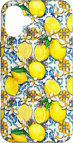 Vista 23 de Citrus Fruit Lemons Blue Tile Gardencore Farmcore Pattern Case for iPhone 17