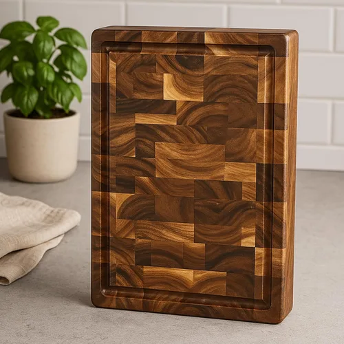 Vista 4 de Seido Knives Tabla de cortar de grano final de acacia gourmet, 18 x 12 x 1.4 pulgadas, hecha de madera de acacia, duradera, resistente