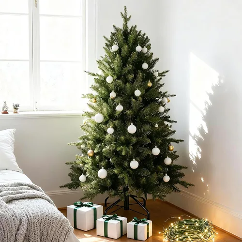 Vista 3 de Treepool Árbol de Navidad Artificial de 4 Pies con 668 Puntas de Ramas Mixtas PE y PVC, Árboles Falsos de Navidad de Abeto Premium con Bisagras Sin