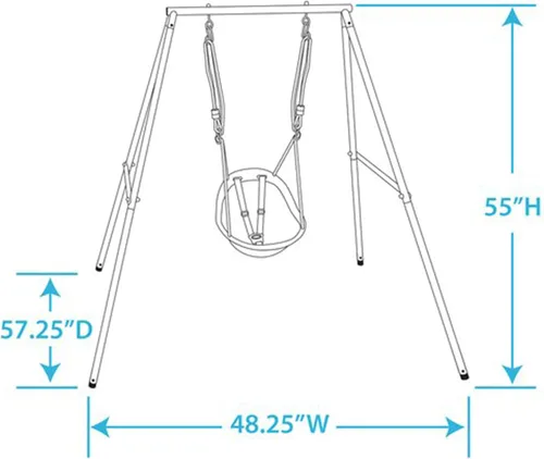 Vista 4 de XDP Recreation columpio para niños con estructura, juego portátil para el patio trasero, color aguamarina