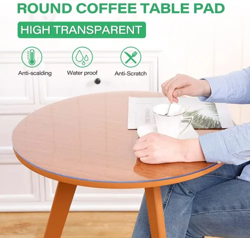 Vista 9 de Protector de mesa de 1.5mm de grosor de PVC impermeable para mesa de café, mesa de comedor, escritorio de oficina, muebles de madera, protector