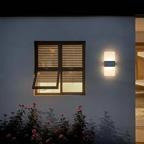 Vista 8 de Luces Solares de Pared para Exteriores, Paquete de 2 IP65 Impermeable Modernas Linternas Solares LED de Acrílico para Exteriores, Accesorios