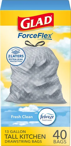 Vista 10 de Glad ForceFlex Bolsas de basura altas para cocina, 13 galones, Gain Fresh Clean, 40 unidades (el paquete puede variar)