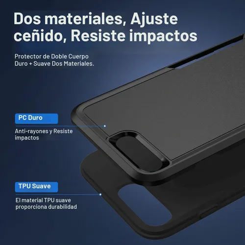 Vista 4 de Funda para iPhone 7/8 Plus, con protector de pantalla HD, [probada contra caídas de grado militar], resistente, resistente, a prueba de golpes, Negro