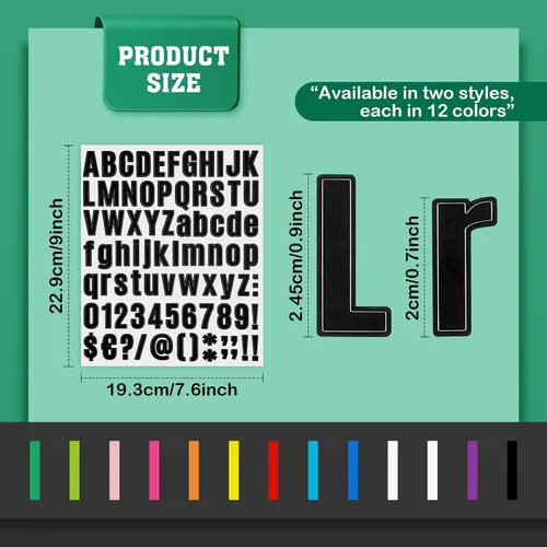 Vista 2 de 2316 calcomanías de letras, 12 colores impermeables del alfabeto de vinilo