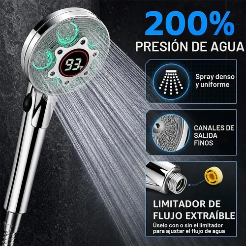 Vista 4 de Cabezal de ducha LED con mano, cambio