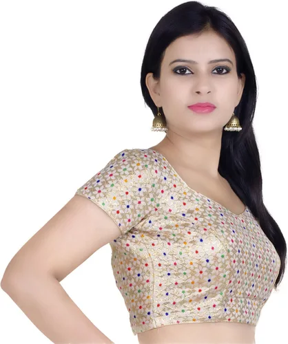 Vista 2 de Chandrakala Brocade Banarasi Blouses for Women sarees,Readymade (B106)