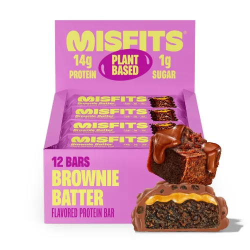 Vista 14 de Misfits Barras de proteína vegana – Pan de plátano Barras nutricionales – 0.49 oz de proteína, 0.04 oz de azúcar, a base de plantas, bajas