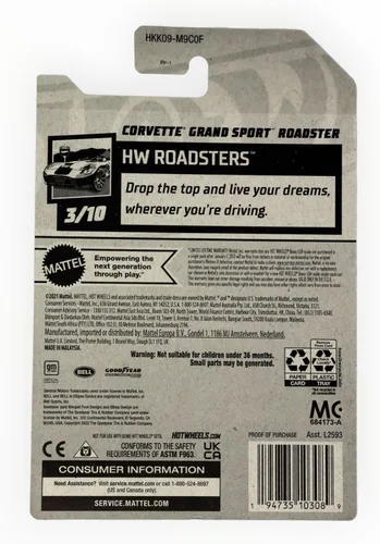 Vista 2 de Hot Wheels Corvette Grand Sport Roadster, HW Roadsters 3/10 [blanco]