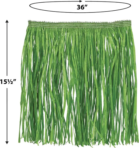 Vista 3 de Beistle Minifaldas hula para adultos en verde, paquete de 2 accesorios de fiesta hawaiana, disfraz de falda de hierba para fiesta de surf, playa
