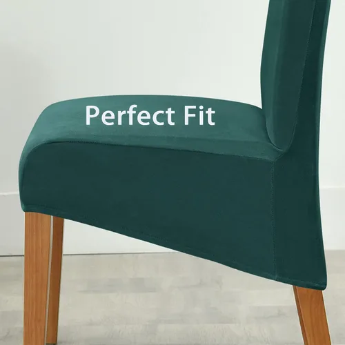Vista 4 de Juego de 6 fundas de terciopelo para sillas con respaldo alto, fundas elásticas para silla, lavables, extraíbles y lavables, fundas de asiento