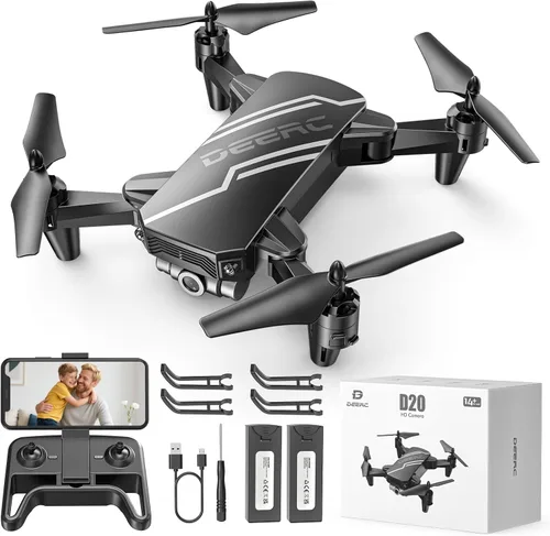 Vista 10 de DEERC D20 - Mini dron con cámara y control remoto, control por voz, selfi gestual, control de altitud, control de gravedad, inicio con un botón