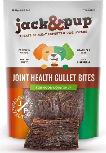 Vista 10 de Jack&Pup Beef Gullet Bites (1 libra) Gullet Jerky para perros pequeños y medianos, golosinas de esófago de res de un solo ingrediente para cachorros