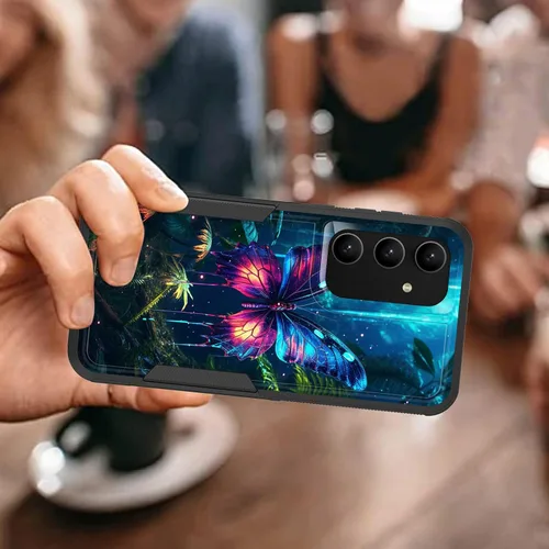 Vista 57 de Funda para Galaxy A14 5G, resistente de doble capa híbrida de policarbonato duro, goma suave, a prueba de golpes, funda protectora resistente