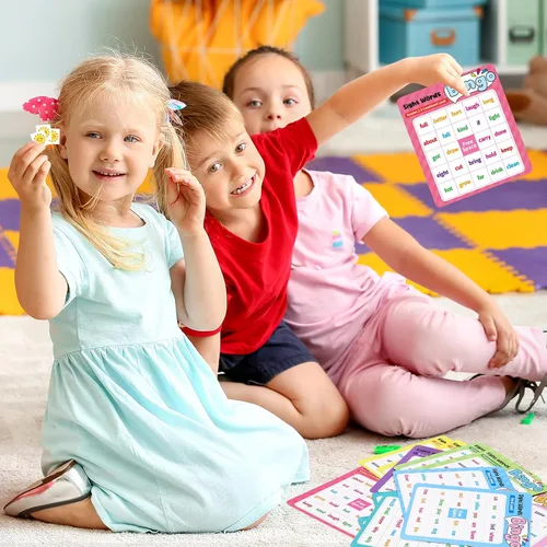 Vista 6 de Fancy Land Juego de bingo de palabras a la vista para niños y adultos, listas de palabras de Dolch & Fry's, juego de bingo para pre-k a 3er grado