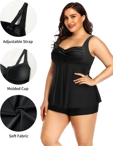 Vista 5 de Aqua Eve Top tankini Plus para mujer, solo traje de baño, traje de baño fluido
