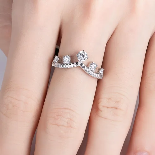 Vista 4 de Anillos de eternidad de moissanita, anillos de boda, color D, claridad VVS1, redondo, corte brillante, plata de ley 925, 56 piedras, anillos