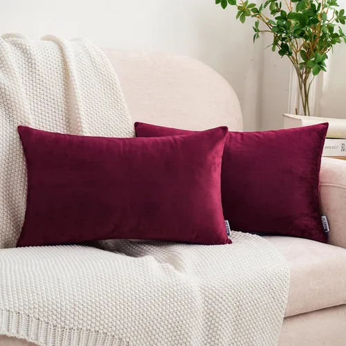 Vista 13 de HWY 50 fundas de almohada decorativas de terciopelo sólido para sofá, sala de estar. Ambar