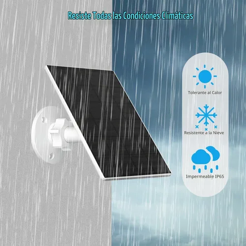 Vista 5 de Panel solar de 2 W para cámara de seguridad al aire libre, cargador USB/USB-C con IP65 impermeable, montaje ajustable de 360° y cable de 7.2 pies