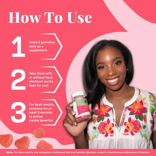 Vista 6 de earth & elle Gomitas veganas potenciadoras de colágeno para mujeres con biotina y vitaminas, mejora la salud del cabello, las uñas y la piel