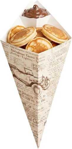 Vista 15 de Restaurantware Conetek - Conos de comida ecológicos de 11.5 pulgadas con bolsillo integrado para condimentos: para aperitivos, cono de papel seguro