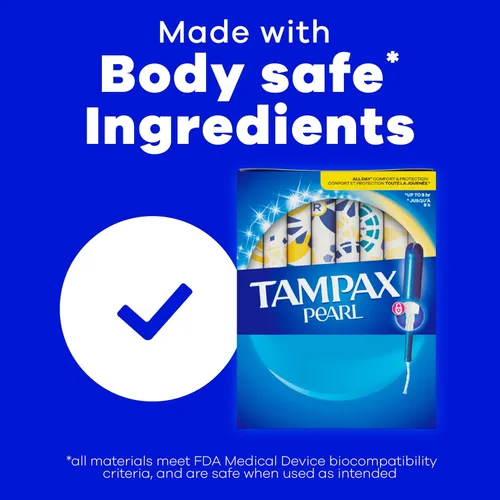 Vista 6 de Tampax Tampones de perlas para mujer, con trenza LeakGuard, absorción regular, sin perfume, 36