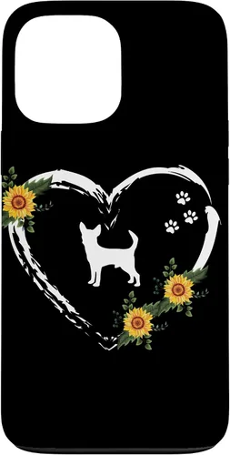 Vista 24 de Chihuahua With Paw Prints And Sunflower Heart On Black Case for iPhone 16