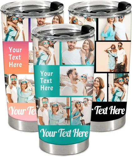 Vista 16 de Taza personalizada con foto y texto para hombres y mujeres, regalo para papá, mamá, familias y amigos, taza de viaje con foto e imagen