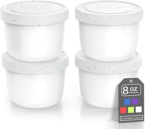 Vista 7 de BALCI - Mini recipientes de helado de 8 onzas con tapas de silicona (juego de 4) - Contenedores de almacenamiento de alimentos para congelador Azul